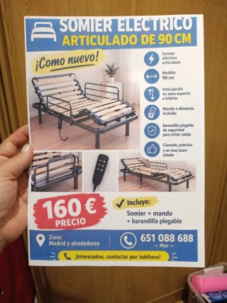 Somier Eléctrico Articulado 90 cm