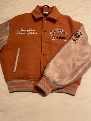Chaqueta Varsity Americana Naranja y Beige