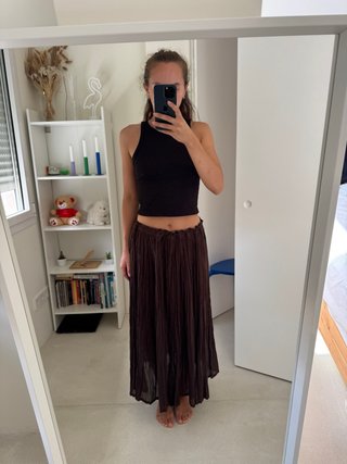 Falda larga marrón