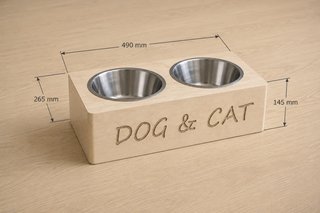 Comedero doble elevado con nombre de mascota