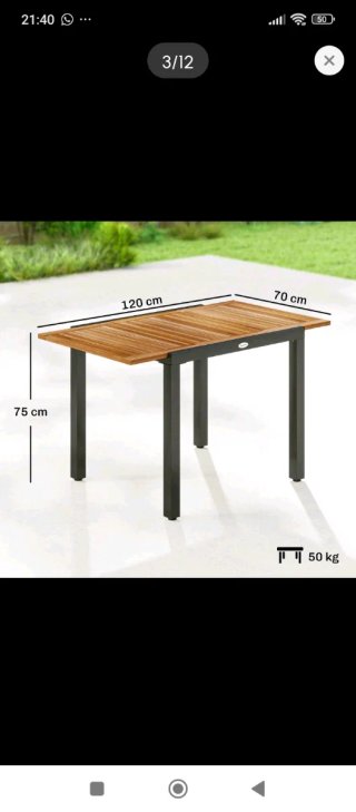 Mesa extensible jardín madera y metal