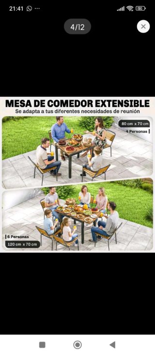Mesa extensible jardín madera y metal
