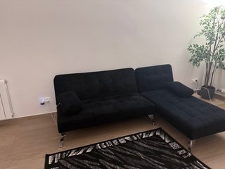 Sofá Cama Negro Tela
