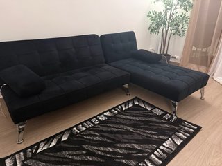 Sofá Cama Negro Tela