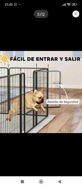 Parque para mascotas metálico gris
