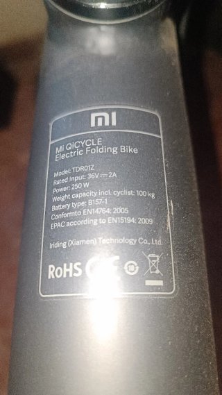 Bicicleta Eléctrica Plegable Xiaomi QiCYCLE EF1