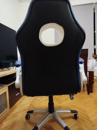 Silla gamer Drift azul, blanca y negra