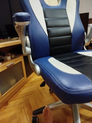 Silla gamer Drift azul, blanca y negra