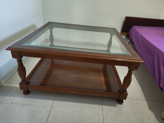 Mesa de Centro de Madera y Cristal