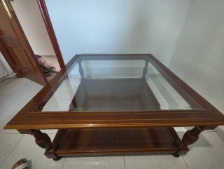 Mesa de Centro de Madera y Cristal