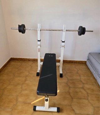 Banco Press Banca + Barra 10kg + Discos 18kg