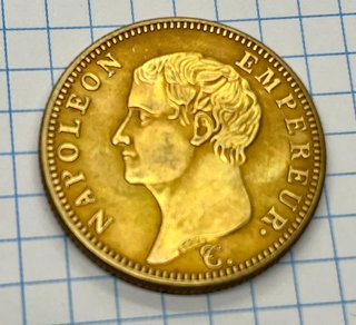 Moneda de plata y dorado de Napoleón Emperador