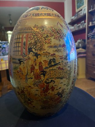 Huevo Decorativo Porcelana Royal Satsuma Vintage