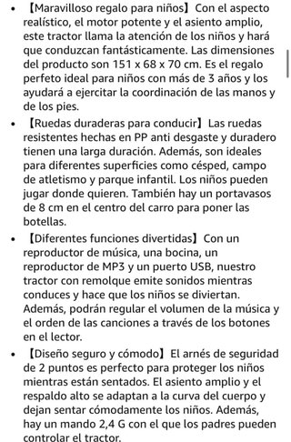 Tractor Eléctrico 12V Niños - Como Nuevo