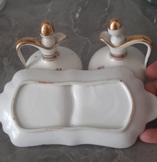 Vinajeras de porcelana decoradas Aceite y Vinagre