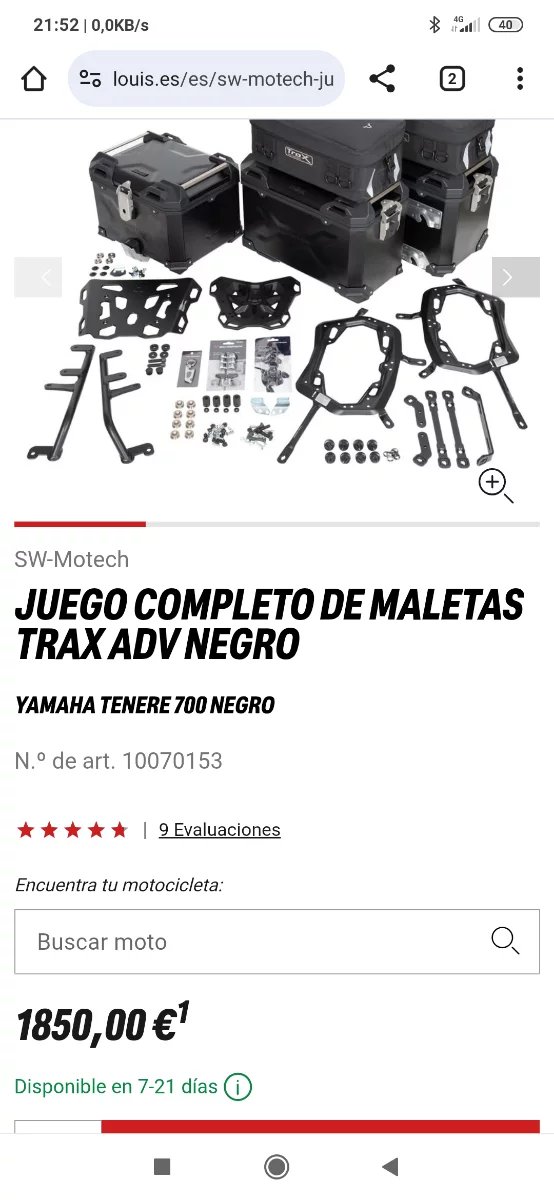 Maletas SW-Motech Trax ADV para Yamaha Ténéré 700