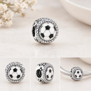 Charm Balón Fútbol Plata y Circonitas