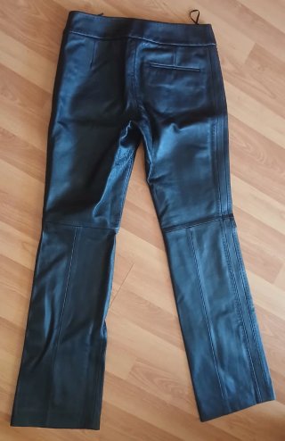 Pantalón Piel Auténtica Mango Negro