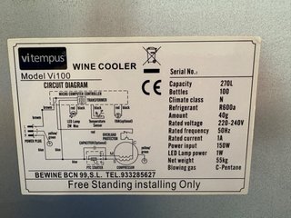 Enfriador de Vino Vit Tempus 100 Botellas