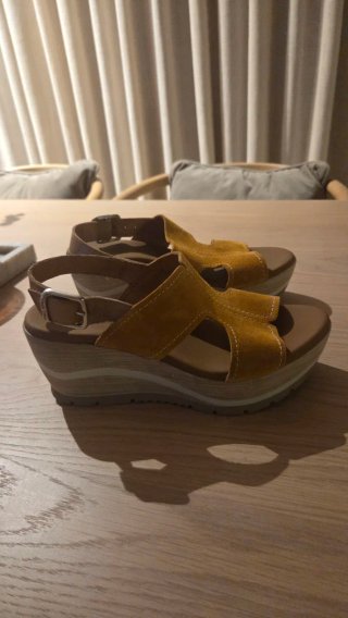 Sandalias Cuña Piel camel