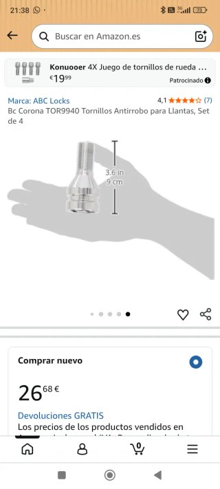 Set de 4 Tornillos Antirrobo para Llantas