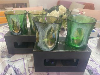 8 Bicchieri Murano Vetro Verdi