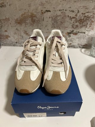 Zapatillas Pepe Jeans Blancas y Beige Talla 37