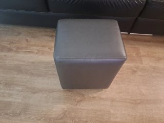 Sofá de piel sintética negro y gris