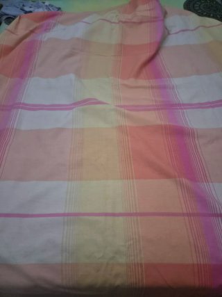 Funda nórdica cuadros rosa y naranja