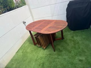 Conjunto Mesa y 6 Sillas de Exterior Madera