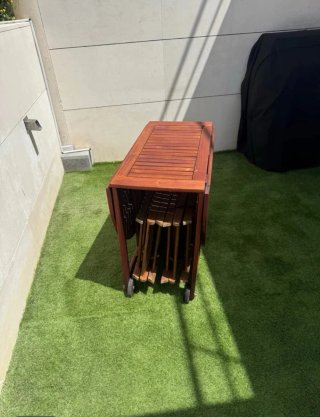 Conjunto Mesa y 6 Sillas de Exterior Madera