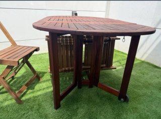 Conjunto Mesa y 6 Sillas de Exterior Madera