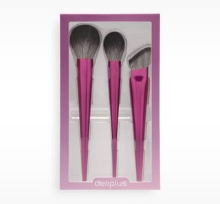 Set 3 brochas maquillaje Deliplus rosa
