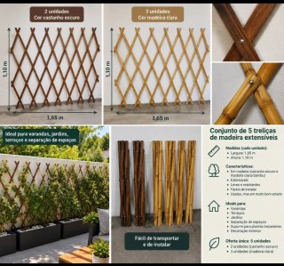 Conjunto 5 Treliças Bambu Extensíveis