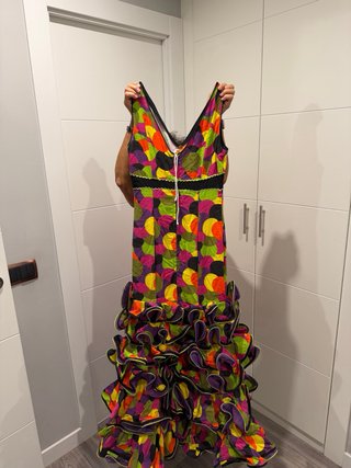 Traje de flamenca multicolor