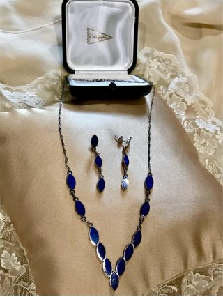 CONJUNTO PLATA LAPISLAZULI. VINTAGE. NUEVO1981