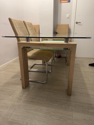 Mesa Comedor Cristal y Madera