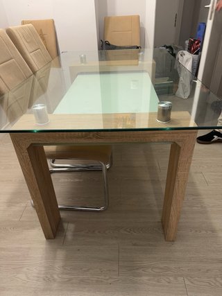 Mesa Comedor Cristal y Madera