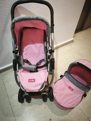 Carrito de Muñecas Rosa y Gris