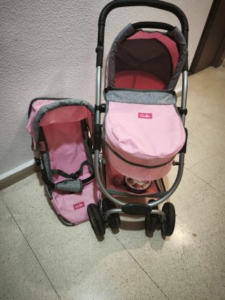 Carrito de Muñecas Rosa y Gris
