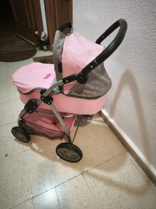 Carrito de Muñecas Rosa y Gris