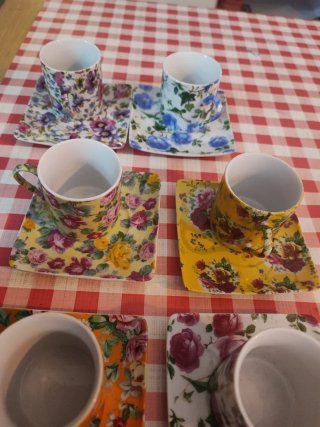 6 Tazas Espresso Giordano Di Ponzano Florales
