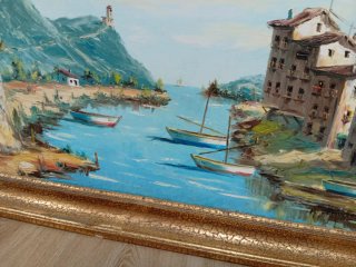 Óleo sobre tela paisaje costero