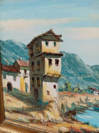Óleo sobre tela paisaje costero