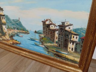 Óleo sobre tela paisaje costero