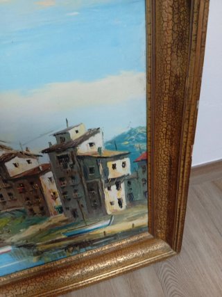 Óleo sobre tela paisaje costero