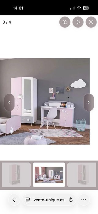 Armario infantil estrellas rosa y gris