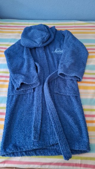 Albornoz Infantil Azul con Capucha