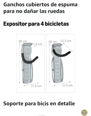 4 Ganchos Pared Bicicleta + Tornillos