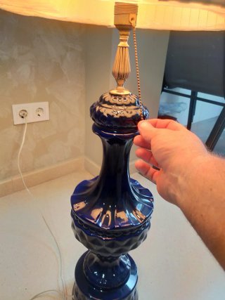 Lámpara de pie vintage cerámica azul de 90 cm alto